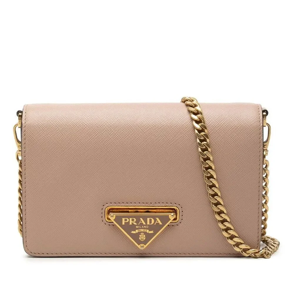 Prada Triangle Logo Chain Shoulder Bag